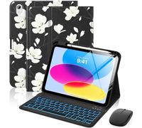 MoKo Custodia con Tastiera per iPad 11a Gen (A16) 11"con Mouse, Magnolia