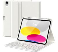 MoKo Custodia con Tastiera per iPad (A16) 11a Generazione 11 pollici 2025, iPad 10a Generazione 10,9 pollici con Supporto per Matita, Tastiera Bluetooth Staccabile Multi-Angolo, Bianco