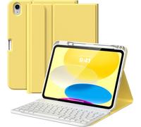 MoKo Custodia con Tastiera per iPad (A16) 11a Generazione 11 pollici 2025, iPad 10a Generazione 10,9 pollici con Supporto per Matita, Tastiera Bluetooth Staccabile Multi-Angolo, Giallo Chiaro