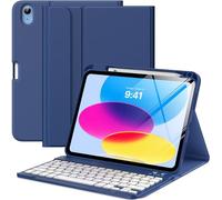 MoKo Custodia con Tastiera per iPad (A16) 11a Generazione 11 Pollici 2025, iPad 10a Generazione 10,9 Pollici con Supporto per Matita, Tastiera Bluetooth Staccabile Multi-Angolo, Blu Marino