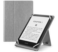 MoKo Custodia Cover Universale Compatibile con E-Lettore Kindle/Kobo/Voyaga/Lenovo/Sony/Tolino da 6", 6,8" e 7", in Pelle PU con Chiusura di Elastico, Doppio Supporto e Manico, Grigio Scuro