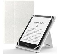 MoKo Custodia Cover Universale Compatibile con E-Lettore Kindle/Kobo/Voyaga/Lenovo/Sony/Tolino da 6", 6,8" e 7", in Pelle PU con Chiusura di Elastico, Doppio Supporto e Manico, Glitter Bianco