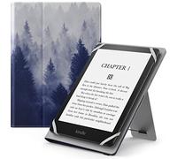 MoKo Custodia Cover Universale Compatibile con E-Lettore Kindle/Kobo/Voyaga/Lenovo/Sony/Tolino da 6", 6,8" e 7", in Pelle PU con Chiusura di Elastico, Doppio Supporto e Manico, Foresta Grigia