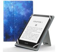 MoKo Custodia Cover Universale Compatibile con E-Lettore Kindle/Kobo/Voyaga/Lenovo/Sony/Tolino da 6", 6,8" e 7", in Pelle PU con Chiusura di Elastico, Doppio Supporto e Manico, Cielo Stellato Blu