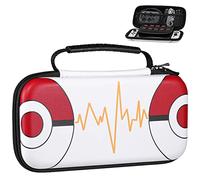 MoKo Custodia da Trasporto Compatibile con Switch OLED 2021/Switch, Custodia Protettiva per Giochi Console Switch, con 10 Tasche per Le schede di Gioco, Chiusura Cerniera - Pokeball