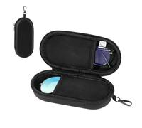 MoKo Custodia Doppia per Occhiali con Guscio Rigido, Portaocchiali da Viaggio Portatile con Chiusura a Zip e Gancio Metallico Appendiabiti, Organizzatore per Occhiali da Sole in Pelle PU, Nero