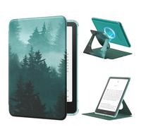 MoKo Custodia Girevole a 360° per 7" eBook Reader 12a Gen 2024, Retro Trasparente Staccabile Magnetica Regolabile con Auto Wake/Sleep, Non compatibile con TCL Remarkable Kobo, Foresta Verde