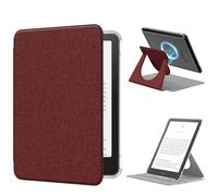 MoKo Custodia Girevole a 360° per 7" eBook Reader 12a Gen 2024, Retro Trasparente Staccabile Magnetica Regolabile con Auto Wake/Sleep, Non compatibile con TCL Remarkable Kobo, Vino Rosso