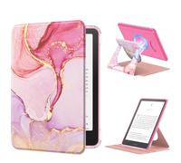 MoKo Custodia Girevole a 360° per 7" eBook Reader 12a Gen 2024, Retro Trasparente Staccabile Magnetica Regolabile con Auto Wake/Sleep, Non compatibile con TCL Remarkable Kobo, Marmorizzato Rosa Chiaro