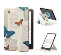 MoKo Custodia Girevole a 360° per 7" eBook Reader 12a Gen 2024, Retro Trasparente Staccabile Magnetica Regolabile con Auto Wake/Sleep, Non compatibile con TCL Remarkable Kobo, Farfalla Retrò