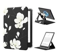 MoKo Custodia Girevole a 360° per 7" eBook Reader 12a Gen 2024, Retro Trasparente Staccabile Magnetica Regolabile con Auto Wake/Sleep, Non compatibile con TCL Remarkable Kobo, Magnolia