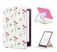 MoKo Custodia Girevole a 360° per 7" eBook Reader 12a Gen 2024, Retro Trasparente Staccabile Magnetica Regolabile con Auto Wake/Sleep, Non compatibile con TCL Remarkable Kobo, Piccoli Fiori Rosa