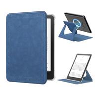 MoKo Custodia Girevole a 360° per 7" eBook Reader, Twill Vintage Blu | Trasparente, Staccabile Magnetica Regolabile, Auto Wake/Sleep, Non compatibile con TCL Remarkable Kobo