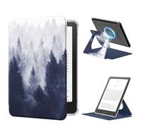 MoKo Custodia Girevole a 360° per 7" Kindle Paperwhite 12a Gen 2024 e Kindle Colorsoft 2024/2025, con Retro Trasparente, Staccabile Magnetica Regolabile e con Funzione Auto Wake/Sleep, Foresta Grigia