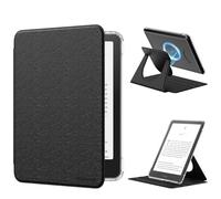 MoKo Custodia Girevole a 360° per 7" Kindle Paperwhite 12a Gen 2024 e Kindle Colorsoft 2024/2025, con Retro Trasparente, Staccabile, Magnetica, Regolabile e con Funzione Auto Wake/Sleep, Nero
