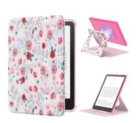 MoKo Custodia Girevole a 360° per 7" Kindle Paperwhite 12a Gen 2024 e Kindle Colorsoft 2024/2025, con Retro Trasparente, Staccabile, Magnetica, Regolabile e con Funzione Auto Wake/Sleep,Primavera rosa