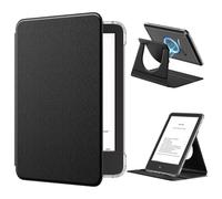 MoKo Custodia Girevole a 360° per Kindle da 6" (11a Generazione-2024/2022), Retro Trasparente Cover Protettiva Magnetica Staccabile con Supporto Auto Sueño/Estela, Nero