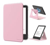 MoKo Custodia Girevole a 360° per Kindle da 6" (11a Generazione-2024/2022), Retro Trasparente Cover Protettiva Magnetica Staccabile con Supporto Auto Sueño/Estela, Rosa