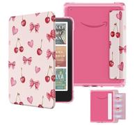 MoKo Custodia Magnetica Rimovibile per 7" E-reader 12a Gen 2024 e Colorsoft 2024/2025, Retro Ultra Chiaro Antigraffio Leggera Copertura Rigida Auto Sonno/Sveglia,NON per BOOX e Kobo, Fiocco Ciliegia