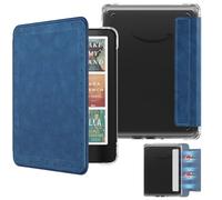MoKo Custodia Magnetica Staccabile per 7" Kindle Paperwhite 12a Gen 2024 & Kindle Colorsoft 2024/2025,Chiaro Luce Posteriore Antigraffio e Copertura a Conchiglia con Auto Wake/Sleep, Twill Vintage Blu