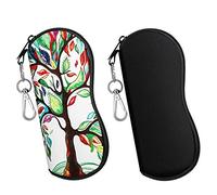 MoKo Custodia morbida per occhiali da sole, ultra leggera, portatile, in neoprene, con cerniera, custodia di sicurezza per occhiali con clip per cintura, confezione da 2, Albero nero e fortunato