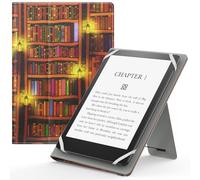 MoKo Custodia per 6-7 Pollici eReader da Tablets, Libreria Retrò | Accessori eReader per 6-7" Kobo Clara/Tolino E-Book Tablets, Custodia Leggera Folio ,Cinghia da Mano, Cavalletto