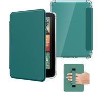 MoKo Custodia per 7" Kindle Paperwhite(12a Gen 2024) e Colorsoft 2024/2025 1a Gen,Cover Posteriore in TPU Trasparente Morbida Flessibile Con Cinturino e Sonno/Sveglia,Non per Boox&Kobo, Verde Giada