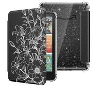 MoKo Custodia per 7" Kindle Paperwhite 12a Gen 2025/2026 & Kindle Colorsoft 2024/2025,Trasparente Morbido Flessibile Copertura Posteriore TPU Scintillante, Non Adatto a Kobo Libra, Linea Fiore