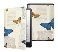 MoKo Custodia per 7" Kindle Paperwhite 12th Gen 2024&Kindle Colorsoft Signature Edition 2024,Custodia Protettiva in Policarbonato di Stile Semplice e Elegante, Farfalla retrò