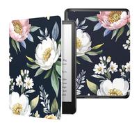 MoKo Custodia per 7" Kindle Paperwhite 12th Gen 2024&Kindle Colorsoft Signature Edition 2024,Custodia Protettiva in Policarbonato di Stile Semplice e Elegante per Kindle Paperwhite 2024, Peonia