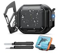 MoKo Custodia per AirPods Pro 3 con Chiusura e Gancio in Metallo - Impermeabile IP68 e Protezione di Livello Militare, Guscio Rigido Resistente per AirPods Pro 3a Generazione con Kit di Pulizia, Nero