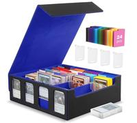 MoKo Custodia per Carte da Gioco, 3000+ MTG Scatola per Mazzi con 24 Divisori Colorati & 4 Supporti per Carte, Scatola con Finestra di Visualizzazione per Carte da Gioco Magiche, YugiOh, Nero Blu