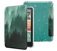 MoKo Custodia per E-Reader 7" 12a Generazione 2024/2025, Cover Posteriore in TPU Trasparente, Morbida e Flessibile con glitter Light Shell con Auto Wake/Sleep Non adatto a BOOX e Kobo, Foresta Verde