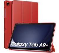 MoKo Custodia per Galaxy Tab A9+/A9 Plus 11 Pollici 2023, Cover Protettiva Sottile con Supporto e Retro Rigido Traslucido in PC per Tab A9 Plus SM-X210/X216/X218, Auto Sveglia/Sonno, Rosso
