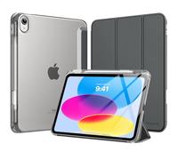 MoKo Custodia per iPad 11 Pollici (A16) 11a Generazione, iPad 10a Gen 10,9" 2022 con Portapenna, iPad 10a Gen Cover Trifold Sottile e Leggera con Retro in PC Rigido Traslucido,GrigioSiderale