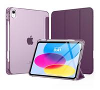 MoKo Custodia per iPad 11 Pollici (A16) 11a Generazione, iPad 10a Gen 10,9" 2022 con Portapenna, iPad 10a Gen Cover Trifold Sottile e Leggera con Retro in PC Rigido Traslucido, Viola Scuro