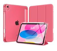 MoKo Custodia per iPad 11 Pollici (A16) 11a Generazione, iPad 10a Gen 10,9" 2022 con Portapenna, iPad 10a Gen Cover Trifold Sottile e Leggera con Retro in PC Rigido Traslucido, Anguria Rosa