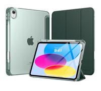 MoKo Custodia per iPad 11 Pollici (A16) 11a Generazione, iPad 10a Gen 10,9" 2022 con Portapenna, iPad 10a Gen Cover Trifold Sottile e Leggera con Retro in PC Rigido Traslucido, Verde notte