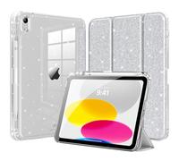 MoKo Custodia per iPad (A16) 11a Gen 11" 2025/10a Gen 10,9" 2022, Custodia Scintillante con Portapenne, Cover Sottile con Glitter Guscio Posteriore Trasparente, Auto Sveglia/Sonno,Argento Glitterato