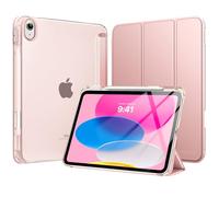 MoKo Custodia per iPad 11 Pollici (A16) 11a Generazione, iPad 10a Gen 10,9" 2022 con Portapenna, iPad 10a Gen Cover Trifold Sottile e Leggera con Retro in PC Rigido Traslucido, Oro Rosa