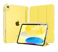 MoKo Custodia per iPad 11 Pollici (A16) 11a Generazione, iPad 10a Gen 10,9" 2022 con Portapenna, iPad 10a Gen Cover Trifold Sottile e Leggera con Retro in PC Rigido Traslucido, Giallo