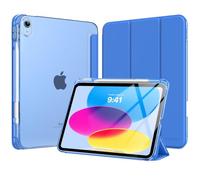 MoKo Custodia per iPad (A16) 11a Generazione 11 Pollici 2025, iPad 10a Generazione 10,9" 2022 con Portapenna, iPad 10a Gen Cover Trifold Sottile Leggera con Retro PC Rigido Traslucido, Blu Cobalto