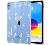 MoKo Custodia per iPad (A16) 11a Generazione 2025, iPad 10a Generazione Custodia 2022 Cover Protettiva in TPU Trasparente Morbido Antiurto e Leggero con Posteriore Trasparente, Farfalla Bianca