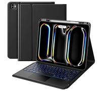 MoKo Custodia per iPad Pro 13 Pollici con Tastiera Bluetooth Staccabile, Retroilluminata e Touchpad, Custodia con Tastiera per iPad Pro 13 Pollici 2024 con Portapenne,Nero