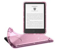 MoKo Custodia Protettiva Compatibile con 6" ALL-New Kindle (11th Generation-2022 Release), Custodia di Guscio Posteriore Morbido Trasparente in TPU, Cover Protettiva per Tablet, Fiori Glitter Rosa