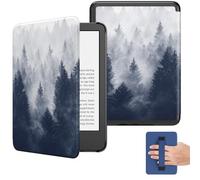MoKo Custodia per Nuovo Kindle da 6" (11a Generazione-2024/2022), Cover a Conchiglia Leggera con Cinturino per la mano con Auto Sonno/Sveglia per Kindle 11a Generazione 2024, Foresta Grigia
