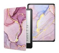 MoKo Custodia per Kindle Paperwhite 11ª Generazione (Modello 2021)，Schermo da 6,8", Custodia Protettiva in Policarbonato di Stile Semplice e Elegante, Marmorizzato Rosa Chiaro