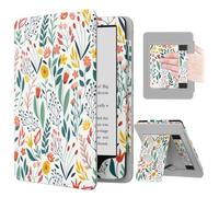 MoKo Custodia Compatibile con 7"/6.8" Kindle Paperwhite(12th/11th Generazione 2024/2021), Magnete Riattivazione e Standby, Con Supporto Verticale e Cinturino per Presa a Mano, Fiori