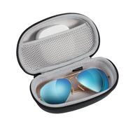 MoKo Custodia per Lenti a Contatto e Occhiali 2 in 1, Kit Custodia per Lenti a Contatto da Viaggio con Specchio, Tasca a Rete, Custodia Leggera per Occhiali per Donne e Uomini, Nero + Bianco