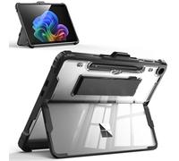 MoKo Custodia per Microsoft Surface Pro 12" 2025, Copertura Protettiva Trasparente Resistente All-in-One con Supporto Multiangolare, Portapenne e Cinturino da Polso, Tastiera Type Cover, Ice+Nero